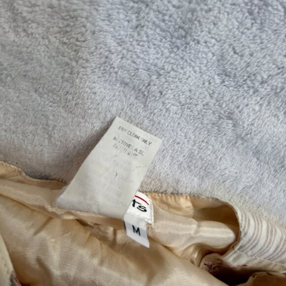 Talbots Womens V-Neck Floral Vest Medium Beige Striped Back Lightweight Pockets - Picture 4 of 7